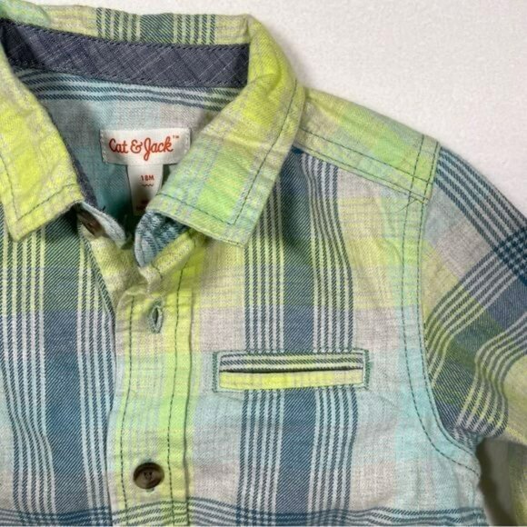 Cat & Jack Kids NWT Plaid Flannel Long Sleeve Button Down Shirt 18 months Soft - Picture 3 of 5
